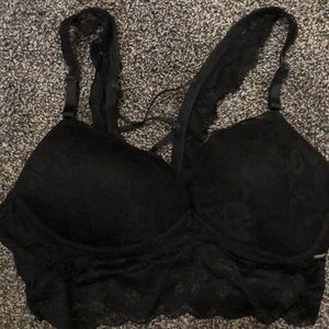 Black long line bra